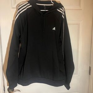 adidas Black Hoodie with White Stripes